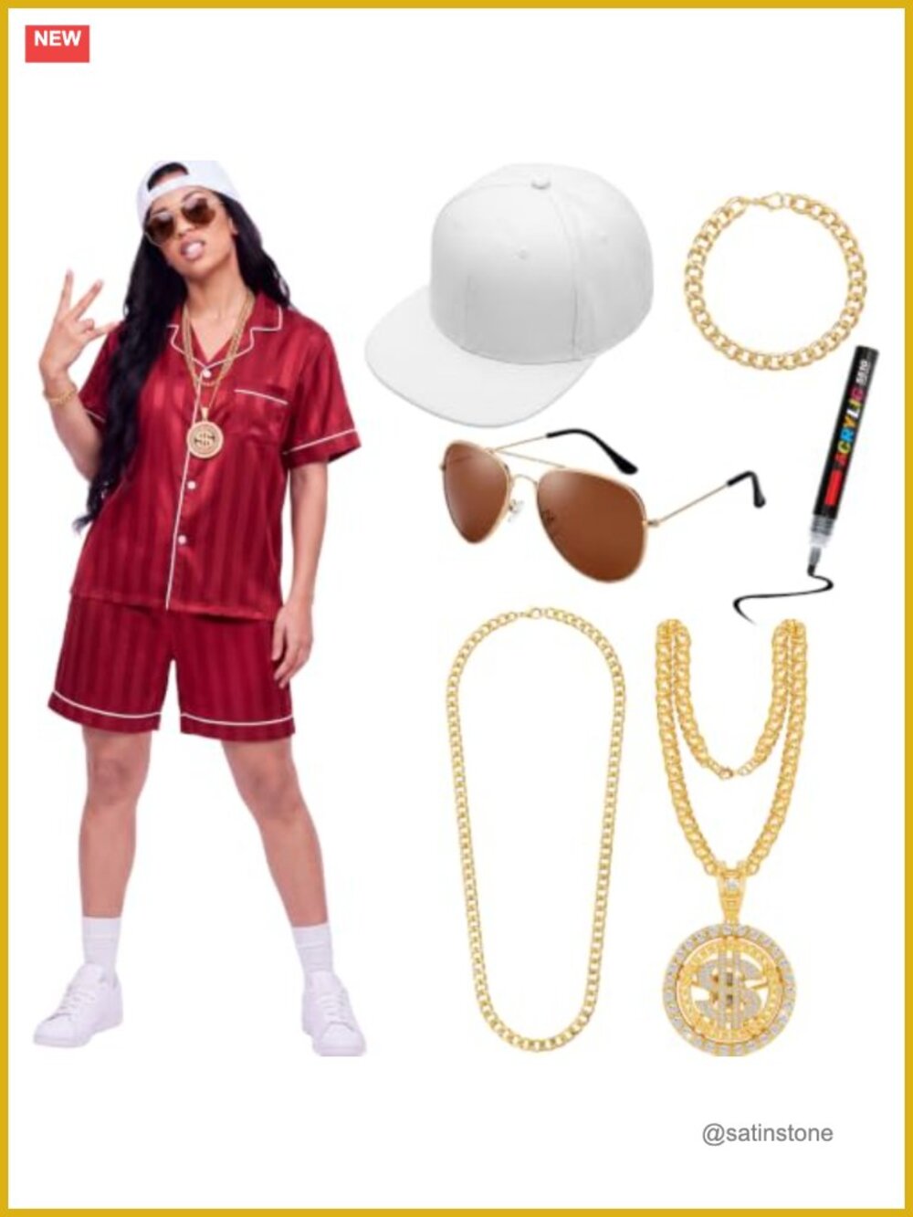 Hip Hop Rapper Costume Kit 80s 90s Accessories Set